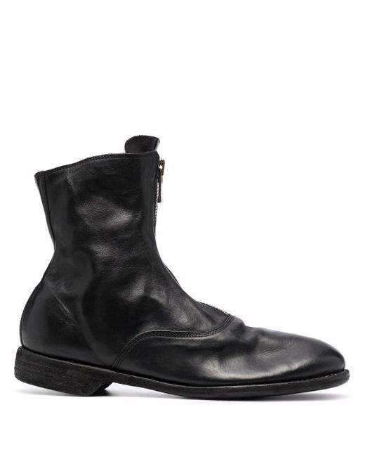 Guidi leather zip-front ankle boots