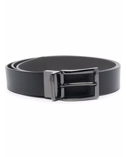Emporio Armani engraved-logo leather belt