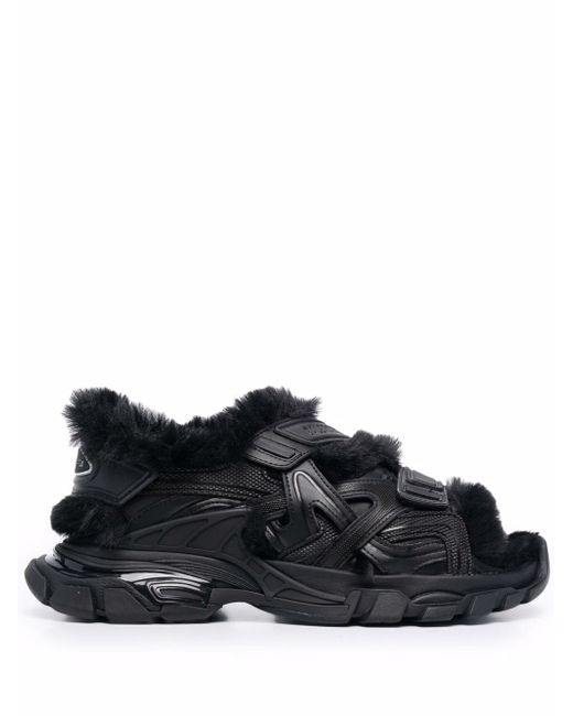Balenciaga Track faux-fur touch-strap sandals