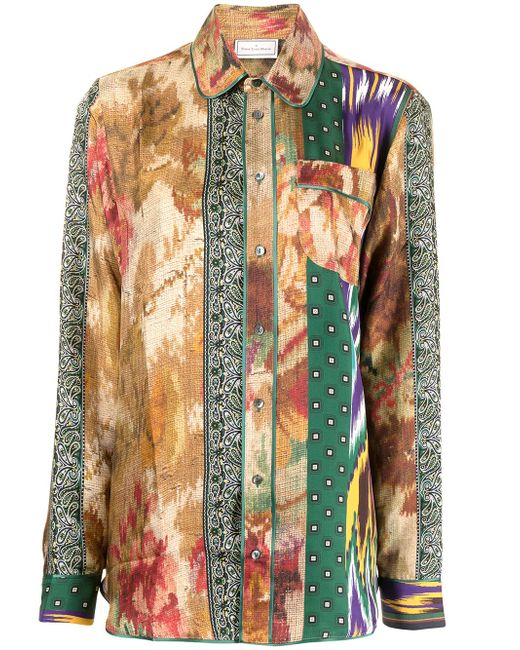 Pierre-Louis Mascia Vintage-floral long-sleeve silk blouse