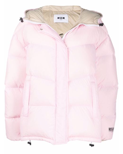 Msgm zip-up hooded puffer jacket