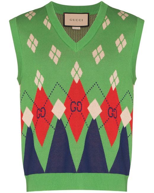 Gucci argyle-pattern knitted vest