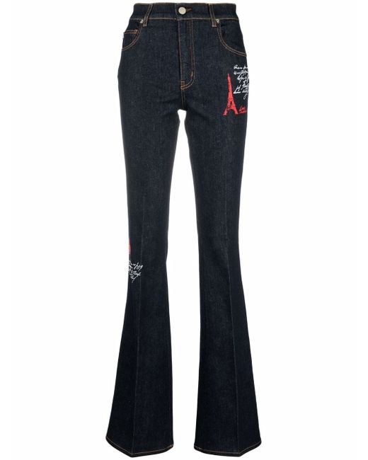 Love Moschino high-waisted logo-print flared jeans