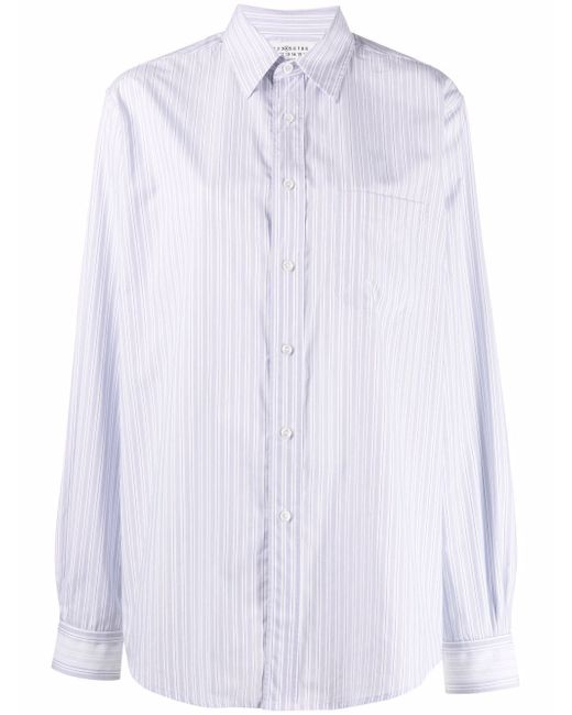 Maison Margiela stripe-print pointed-collar shirt