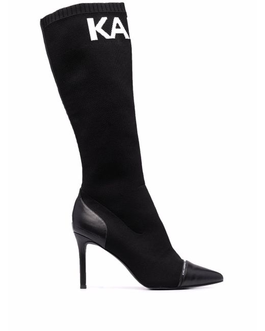 Karl Lagerfeld intarsia-knit knee-high boots
