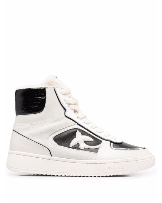 Pinko Love Birds shearling-lined high-top sneakers