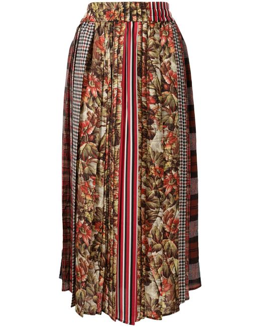 Pierre-Louis Mascia Vintage-floral pleated midi skirt