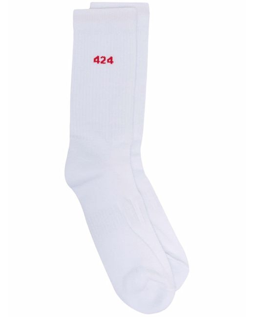 424 ribbed intarsia-knit logo socks