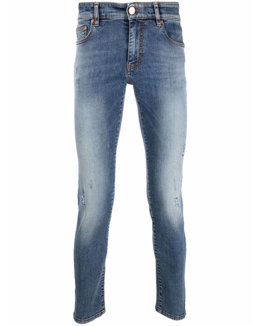 Pt01 low-rise stonewashed skinny jeans