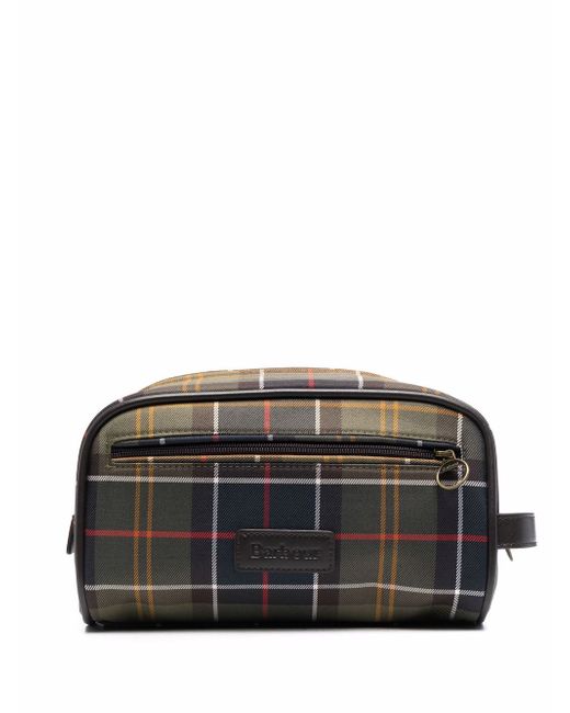 Barbour checked wash bag