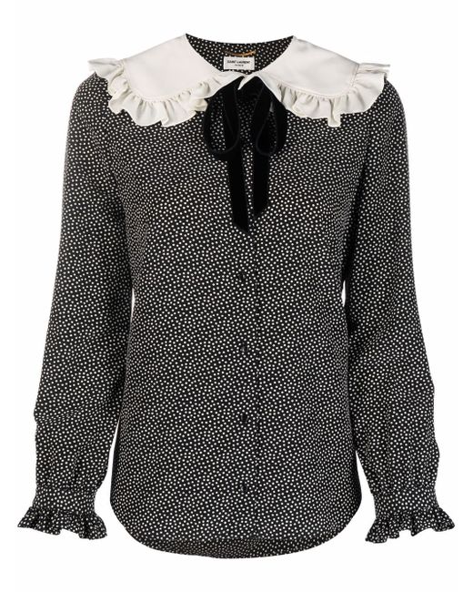 Saint Laurent Peter Pan-collar polka-dot blouse