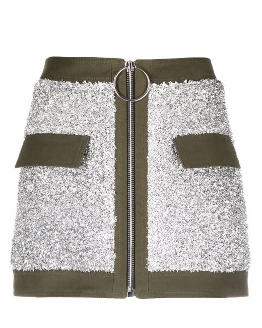 Balmain contrast-trim zipped skirt