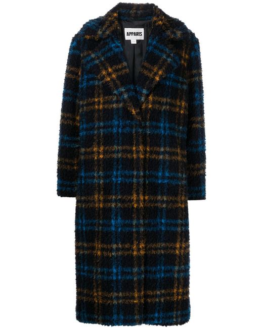 Apparis check-pattern mid-length coat