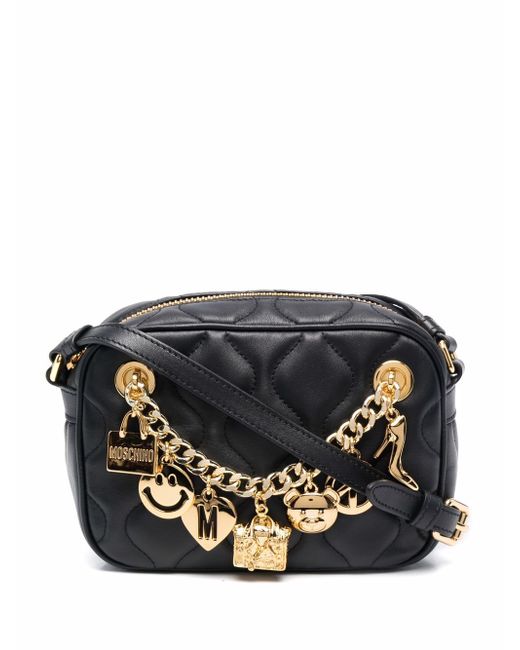 Moschino charm-detail quilted leather satchel