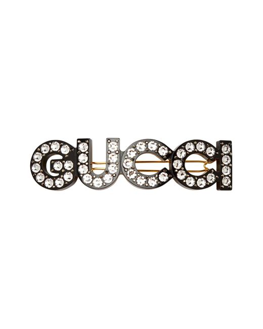 Gucci crystal-logo hair clip