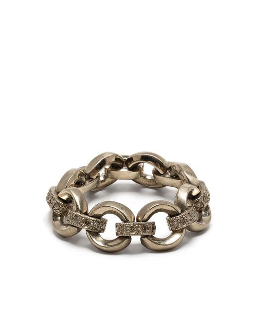 Hum 18kt gold chain link diamond ring