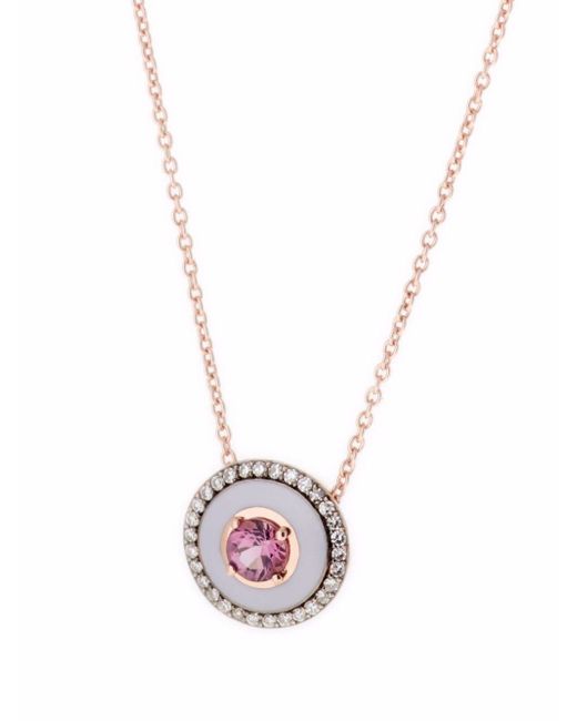 Selim Mouzannar 18kt rose gold lilac enamel tourmaline and diamond necklace