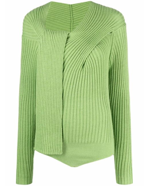 Msgm ribbed-knit knot-detail top