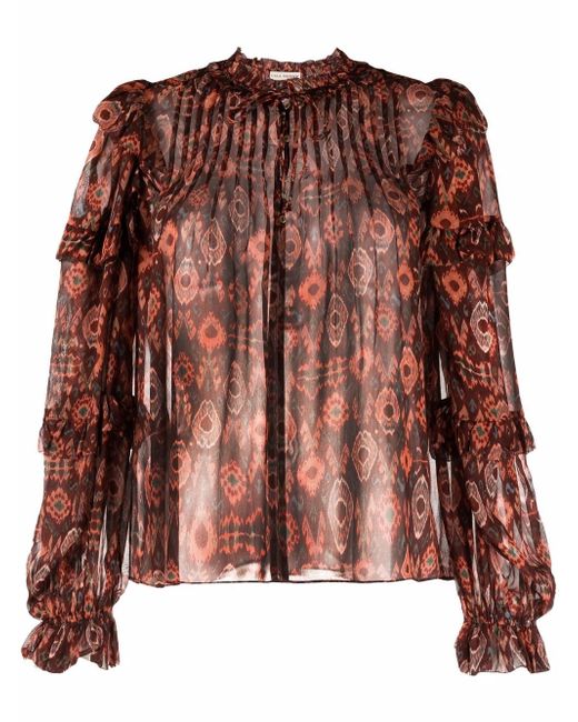 Ulla Johnson geometric-print sheer blouse