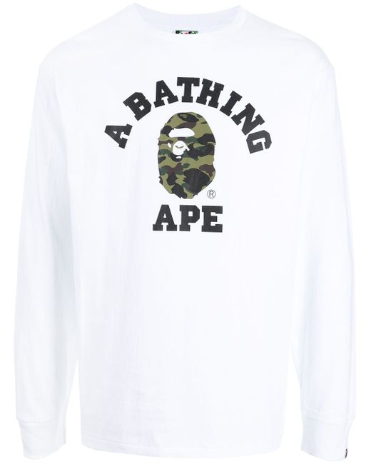 A Bathing Ape logo graphic-print long-sleeve top