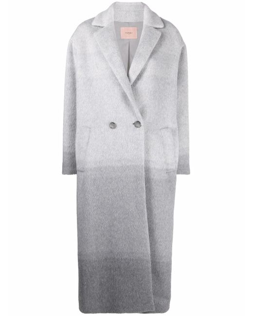 Twin-Set gradient-effect notched-lapels double-breasted coat