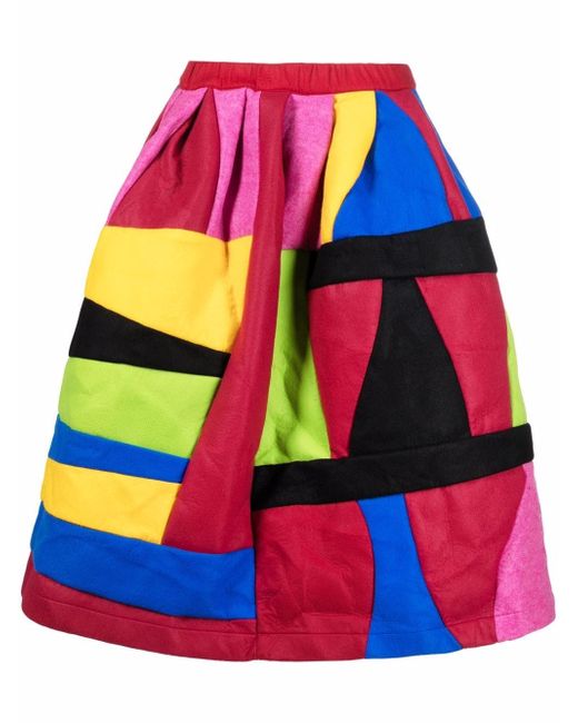 Comme Des Garçons Comme Des Garçons colour-blocked full knee-length skirt