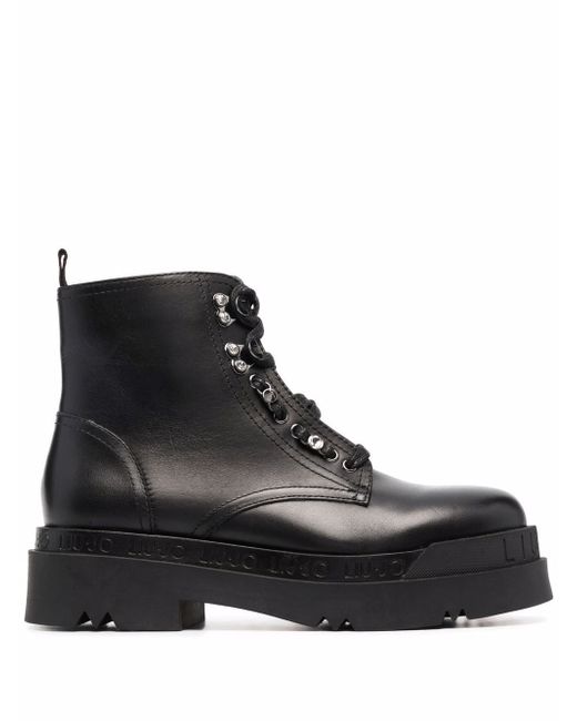 Liu •Jo calf leather lace-up boots