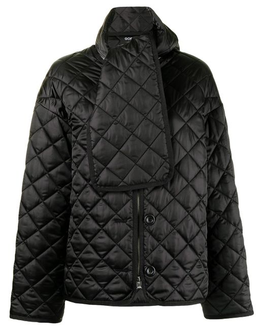 Goen.J scarf-detail quilted oversized jacket