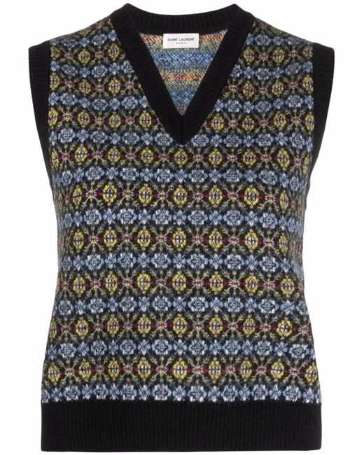 Saint Laurent patterned jacquard wool vest