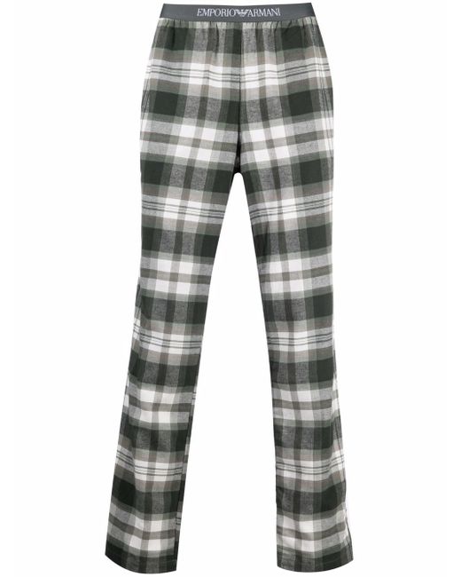 Emporio Armani tartan-check logo pyjama bottoms