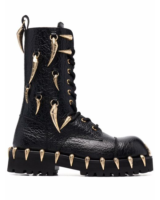 Roberto Cavalli horn-charm chunky leather boots