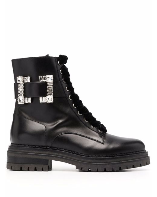 Sergio Rossi decorative-buckle lace-up boots