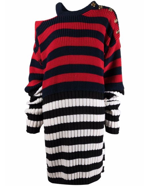 Balmain ribbed-knit striped dress