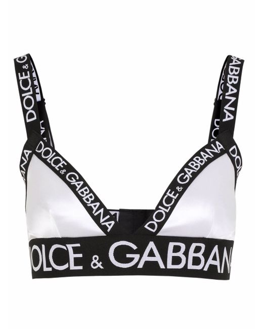 Dolce & Gabbana jersey logo-trim triangle bra