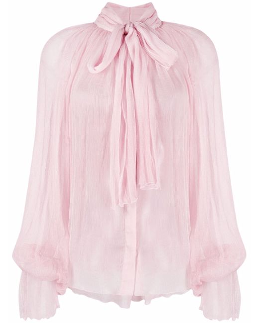 Atu Body Couture pussy bow-collar linen blouse