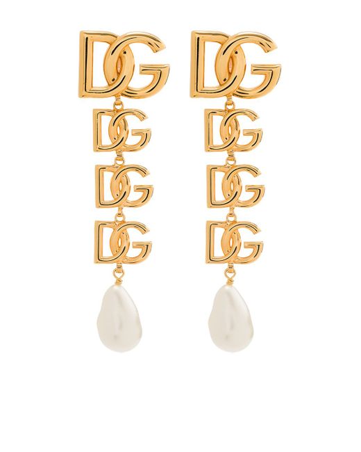 Dolce & Gabbana DG Logo pearl-embellished earrings