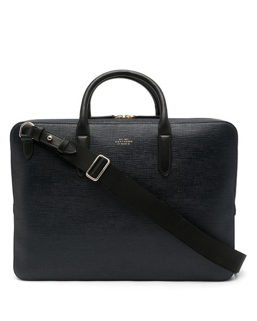 Smythson grained leather briefcase