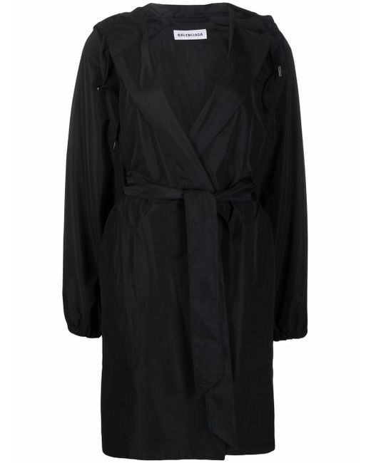 Balenciaga belted hooded raincoat