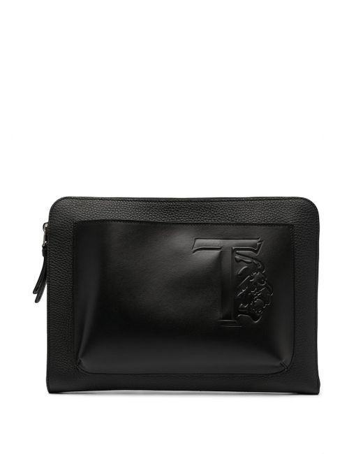 Tod's embossed logo leather clutch