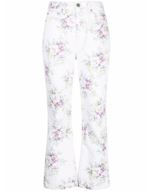 Ganni Betzy floral-print flared jeans