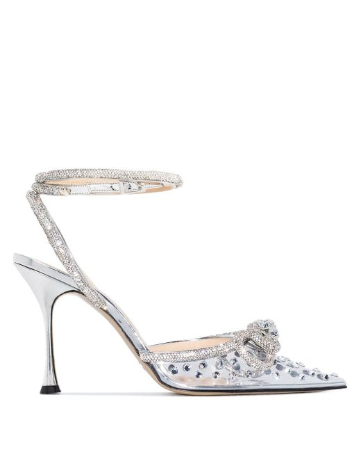 Mach & Mach Double Bow crystal-embellished 100mm pumps