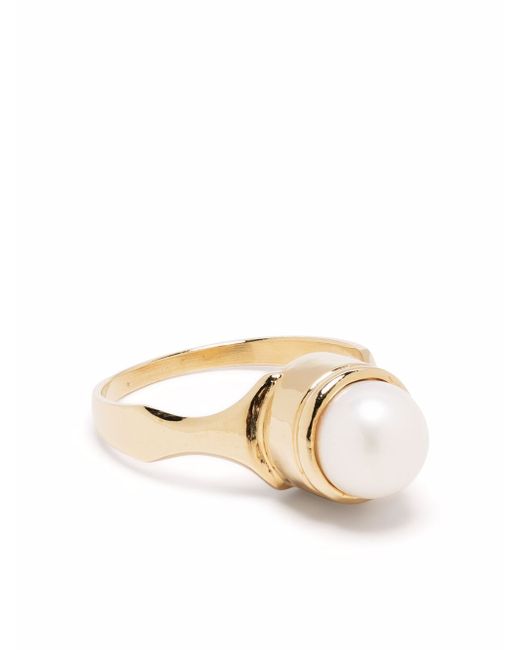 Beatriz Palacios plated silver freshwater pearl signet ring