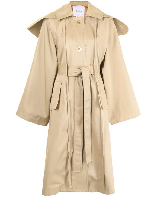 Patou cape-panel belted trench coat