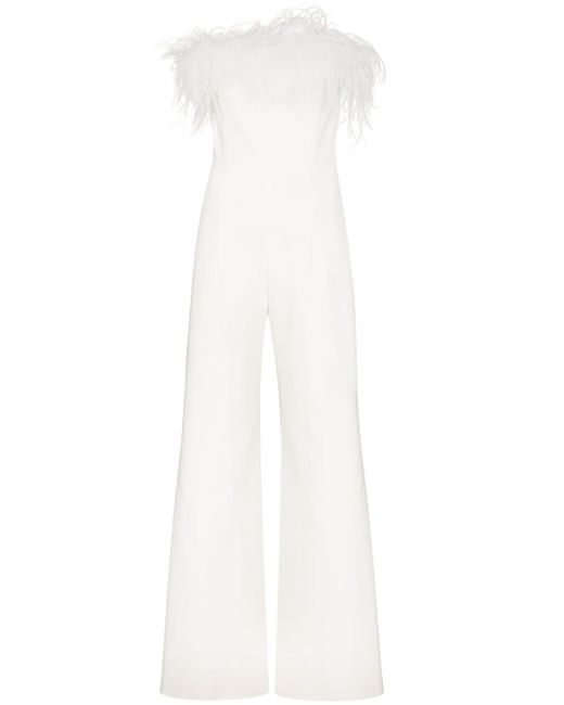 16Arlington Taree feather-trim strapless jumpsuit