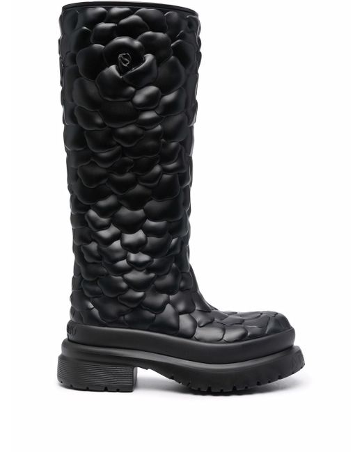Valentino Garavani floral-embossed mid-calf rain boots