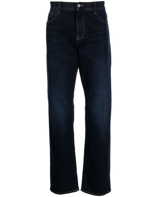 Armani Exchange logo patch straight-leg jeans