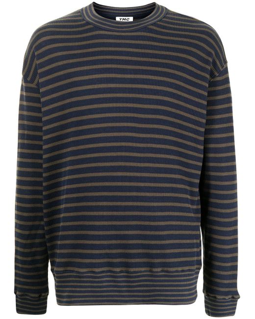 Ymc stripe-print crew neck sweater