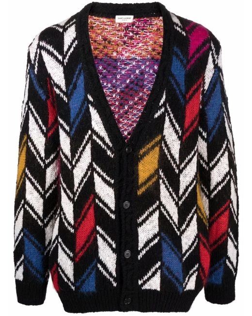 Saint Laurent patterned intarsia-knit cardigan