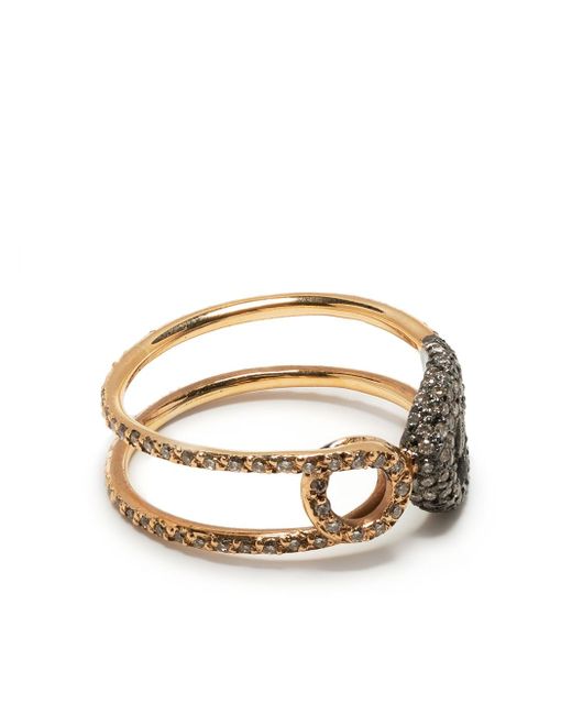 Ileana Makri 18kt rose gold diamond safety pin ring