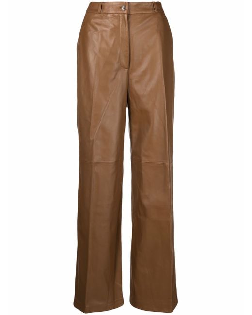 Loulou wide leg leather trousers